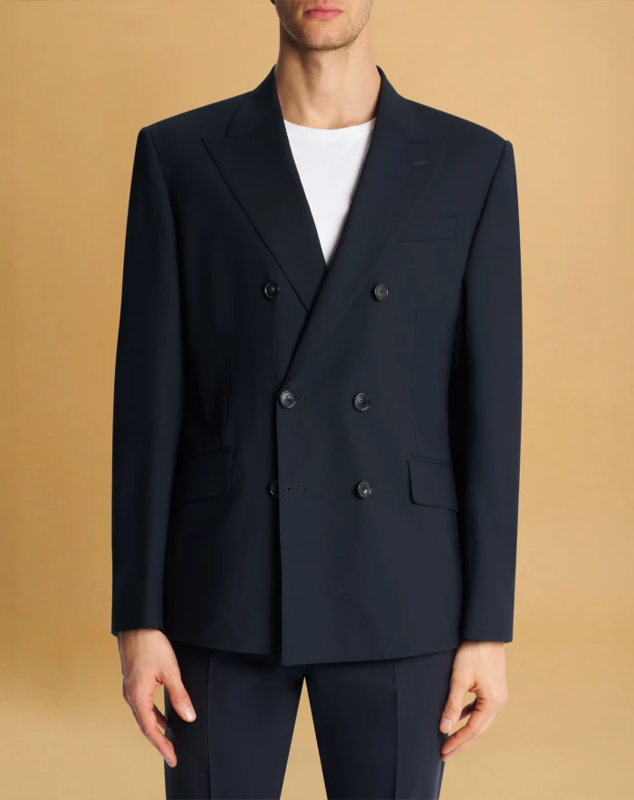 Double-breasted tropical wool jacket