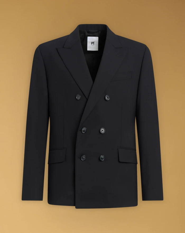 Double-breasted tropical wool jacket
