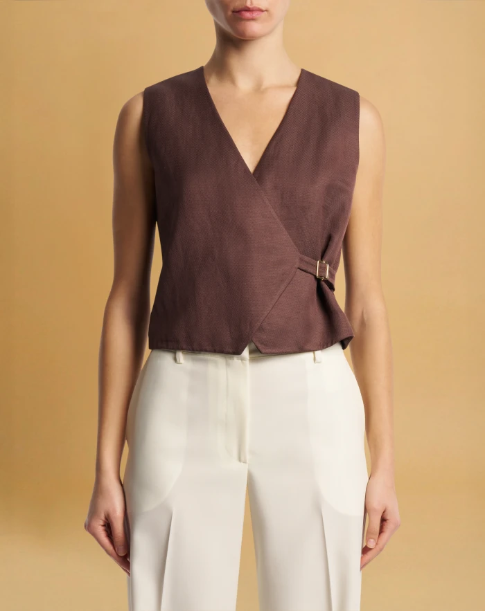 Isabel vest in flowy linen jacquard