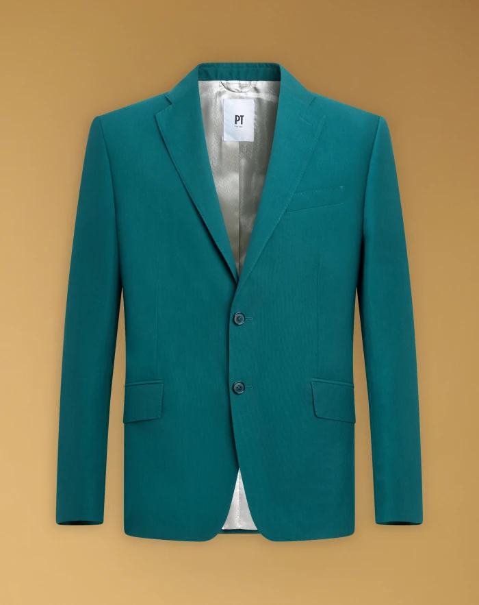 Single-breasted wool and cotton jacket