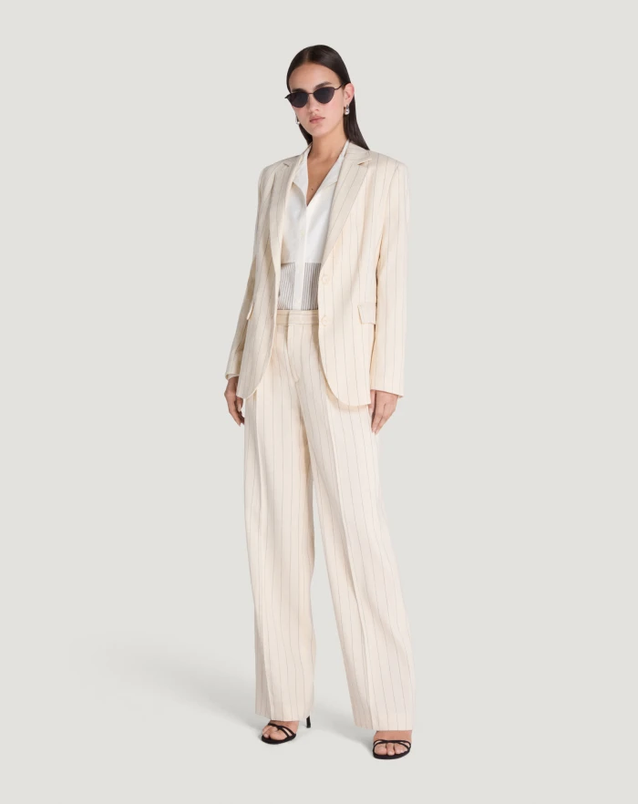 Striped cotton and linen jacket