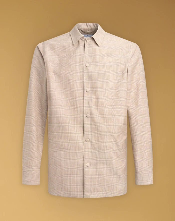 Jacket in checked wool and cotton