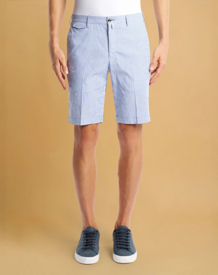 Bermuda shorts in cotton seersucker