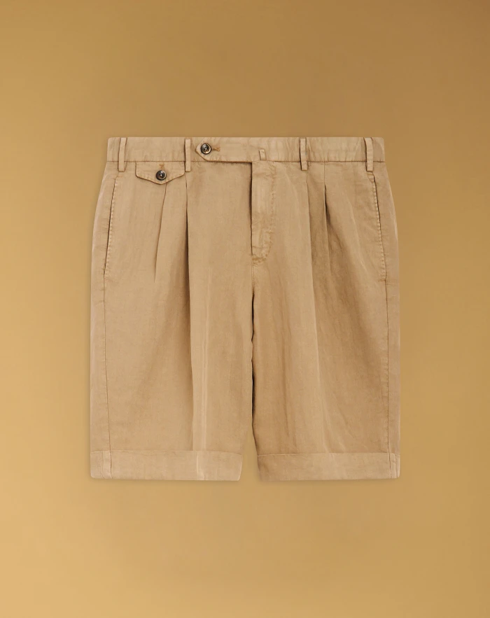 Cotton and linen Bermuda shorts