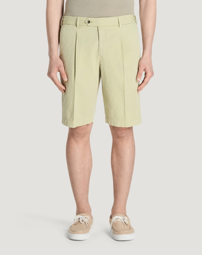 Stretch seersucker Bermuda shorts