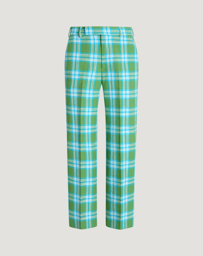 Emma check cotton trousers