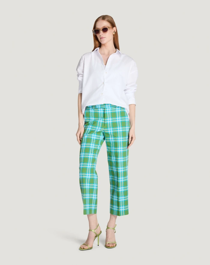 Emma check cotton trousers