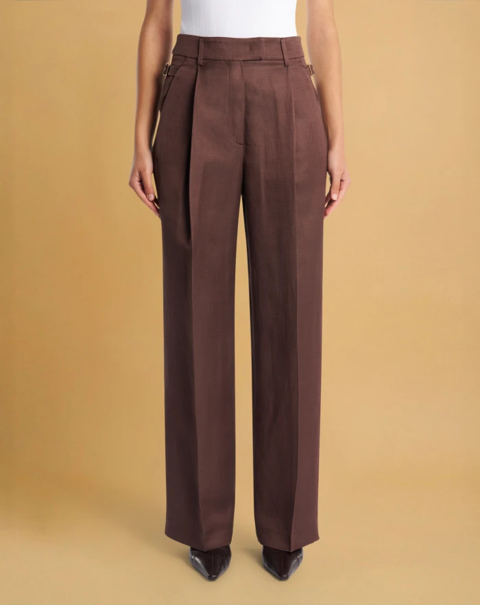 Isabel trousers in flowy linen jacquard