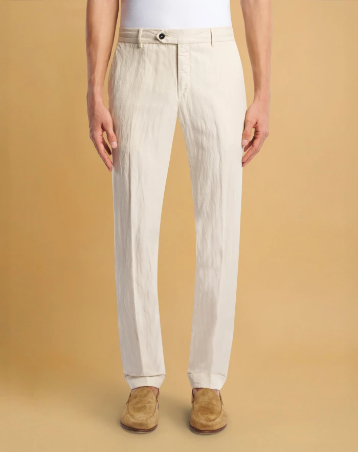 Slim trousers in cotton and linen
