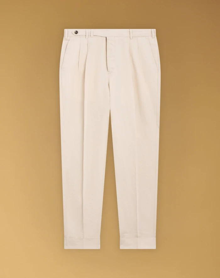 Carrot trousers in linen and cotton twill