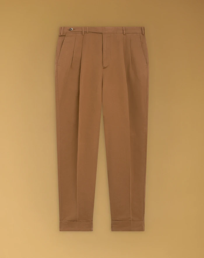 Carrot trousers in linen and cotton twill