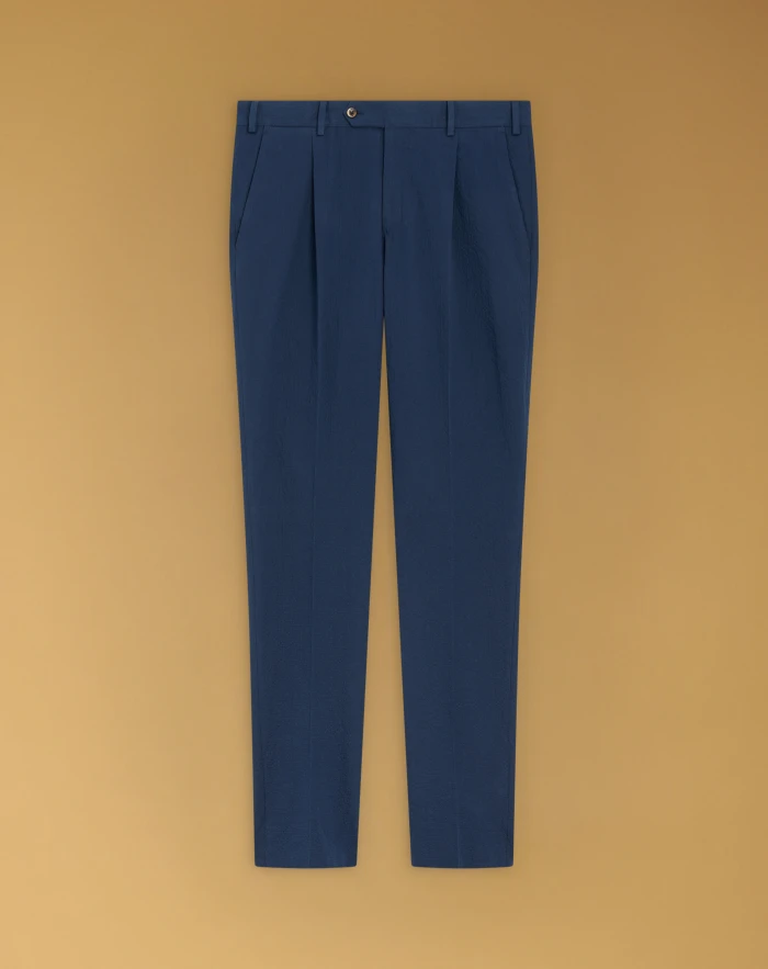 Union trousers in cotton seersucker